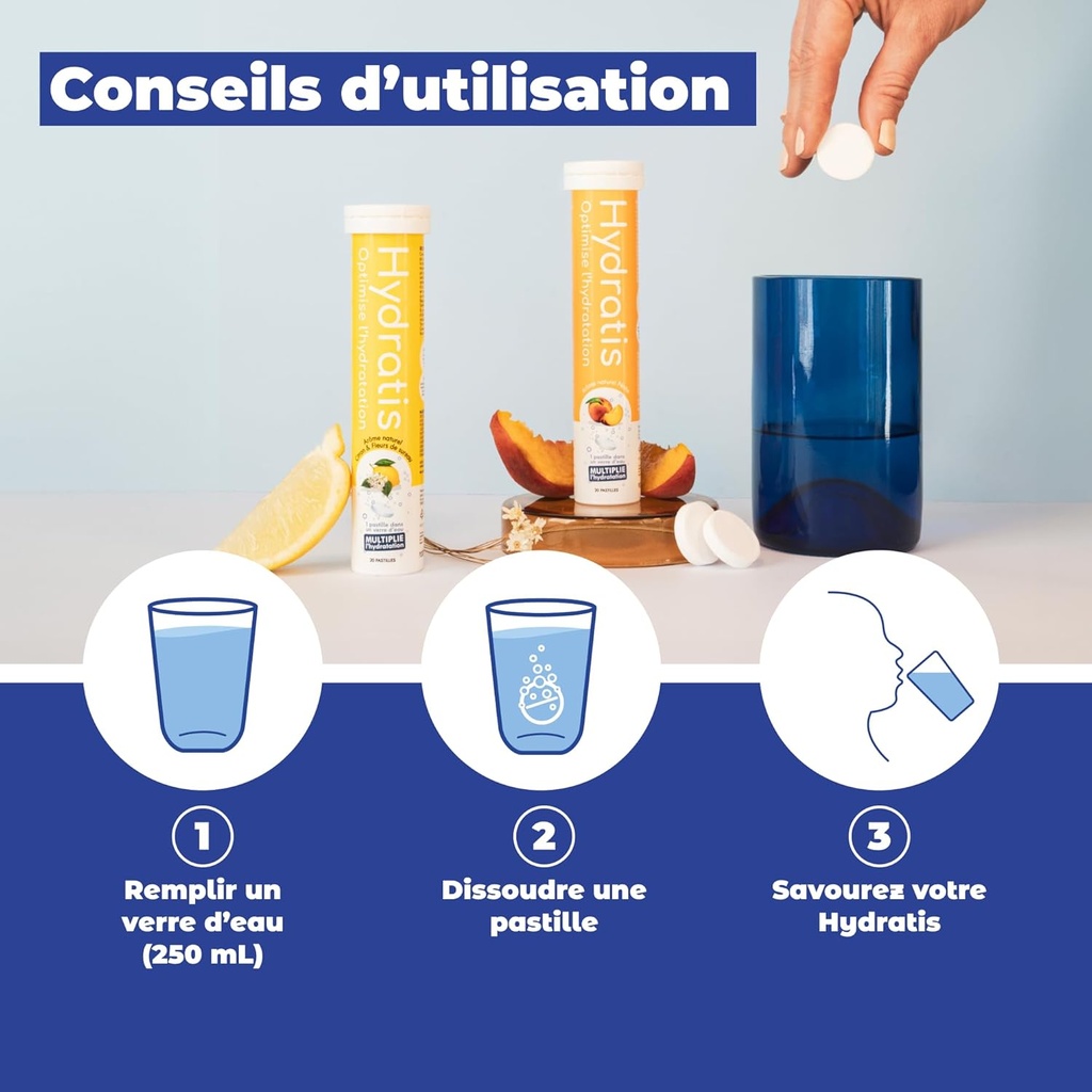 Tablettes HYDRATIS Citron-Fleurs de Sureau (20 pastilles)