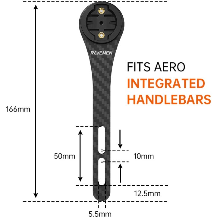 Support compteur RAVEMEN (cintre plat) pour Garmin / GoPro et lumieres avant